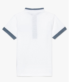 tee-shirt garcon avec col mao bicolore blanc polos8801201_3
