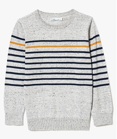 GEMO Pull garçon avec rayures bicolores Gris
