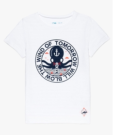 GEMO Tee-shirt garçon à manches courtes avec large écusson sur lavant Imprimé