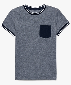 tee-shirt garcon en coton pique avec poche contrastante bleu8804201_2