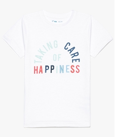 GEMO Tee-shirt garçon en coton bio avec inscriptions brodées blanc vif