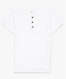 tee-shirt garcon a manches courtes et col tunisien blanc8806201_1