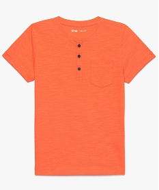 GEMO Tee-shirt garçon à manches courtes et col tunisien Orange