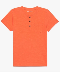 GEMO Tee-shirt garçon à manches courtes et col tunisien orange standard