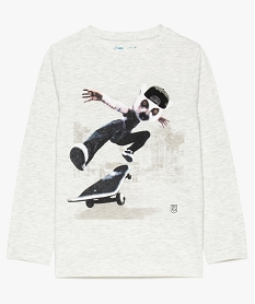 GEMO Tee-shirt à manches longues garçon avec large motif sur lavant gris standard