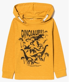 tee-shirt a capuche garcon avec motif dinosaures jaune8808201_2