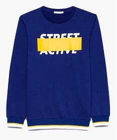 sweat garcon en molleton bouclette a imprime graphique bleu8810101_1