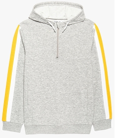 sweat garcon a capuche avec bandes bicolores sur les manches gris sweats8810201_1