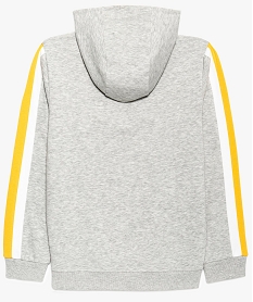sweat garcon a capuche avec bandes bicolores sur les manches gris sweats8810201_2
