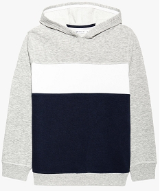 GEMO Sweat à capuche tricolore garçon blanc standard