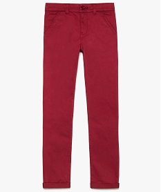 pantalon garcon chino slim stretch a revers rouge8812101_1
