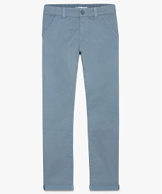 GEMO Pantalon garçon chino slim stretch à revers Bleu