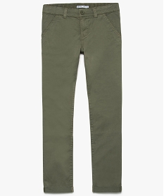 pantalon garcon chino slim stretch a revers vert8812301_1