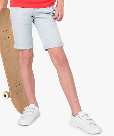 GEMO Bermuda garçon coloris uni coupe slim bleu standard