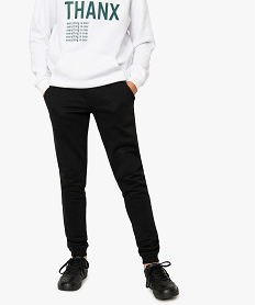 GEMO Pantalon de jogging garçon en molleton avec cordon fantaisie noir vif