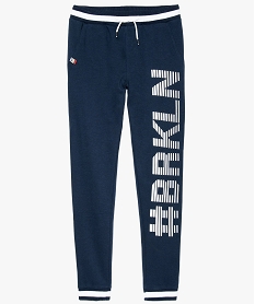 GEMO Pantalon de jogging garçon avec inscription sur la jambe Bleu