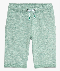 GEMO Bermuda garçon en jersey bouclette chinée et revers cousus vert chine
