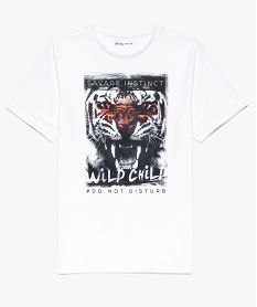 GEMO Tee-shirt garçon manches courtes style streetwear Blanc