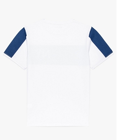 tee-shirt garcon avec manches courtes et bandes colorees blanc8818601_3
