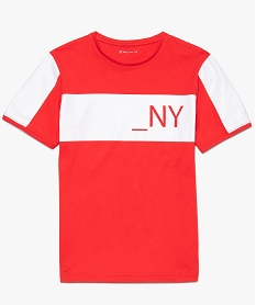 tee-shirt garcon avec manches courtes et bandes colorees rouge8818701_2