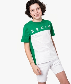 GEMO Tee-shirt garçon bicolore à manches courtes Vert
