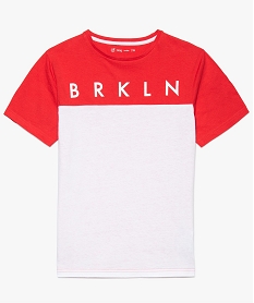 tee-shirt garcon bicolore a manches courtes rouge8819901_2