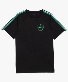 tee-shirt garcon avec bandes rayees aux epaules noir8820201_1