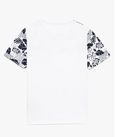 tee-shirt garcon a avec imprime tropical aux epaules et poche blanc8820701_2