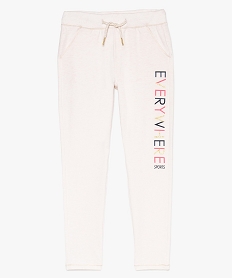 pantalon de jogging fille avec inscriptions pailletees beige8821701_3