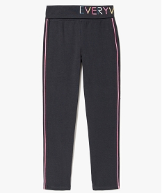 GEMO Pantalon de sport fille en jersey stretch avec large taille élastique Gris