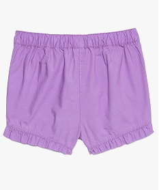 short fille en toile de coton avec volants et ceinture a nouer violet shorts8822701_2