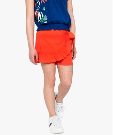 short fille avec rabat volante a nouer sur la hanche orange shorts8823101_1