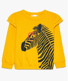 sweat fille motif zebre a volants et taille elastiquee jaune8824301_1