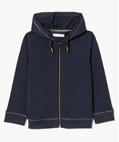 GEMO Sweat zippé à capuche fille avec surpiqûres pailletées Violet