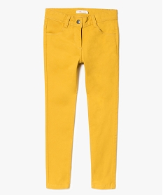 GEMO Pantalon fille coupe slim coloris uni à taille réglable Jaune