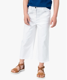 pantalon fille en toile coupe wide cropped blanc8827501_1