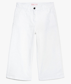 pantalon fille en toile coupe wide cropped blanc8827501_2