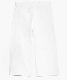 pantalon fille en toile coupe wide cropped blanc8827501_3