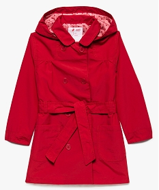 impermeable fille deperlant avec capuche rouge8828201_1