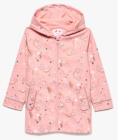 GEMO Imperméable fille zippé sur lavant avec capuche Multicolore