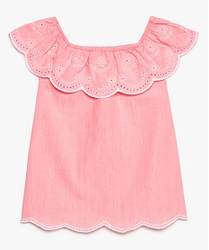 GEMO Chemise fille sans manches avec large col volanté Rose