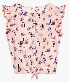 GEMO Chemise fille sans manches avec motifs toucans et pattes à nouer Multicolore