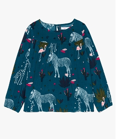 GEMO Blouse fille avec motifs animaux de la savane Multicolore