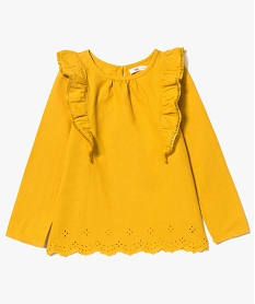 blouse a manches longues fille avec volants et borderies scintillantes jaune8830401_1