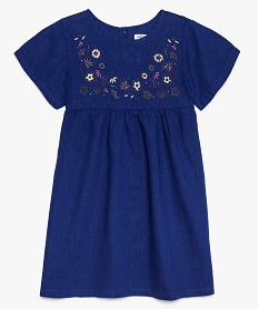 GEMO Robe fille en lin avec motifs fleuris sur le buste Imprimé