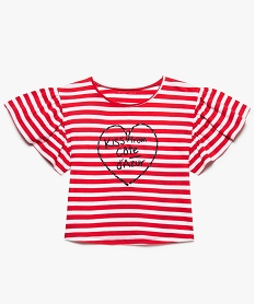 tee-shirt fille imprime en coton bio a manches volantees imprime tee-shirts8837401_1