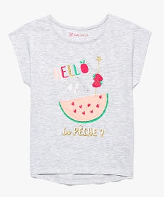 GEMO Tee-shirt fille avec grand imprimé fantaisie glitter Gris