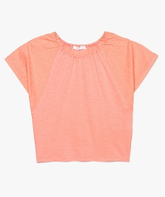 tee-shirt fille a manches chauve-souris brodees rose tee-shirts8838301_1