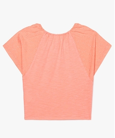 tee-shirt fille a manches chauve-souris brodees rose8838301_2
