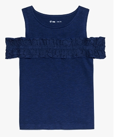 tee-shirt fille sans manches avec bande dentelle sur le buste bleu8842701_2